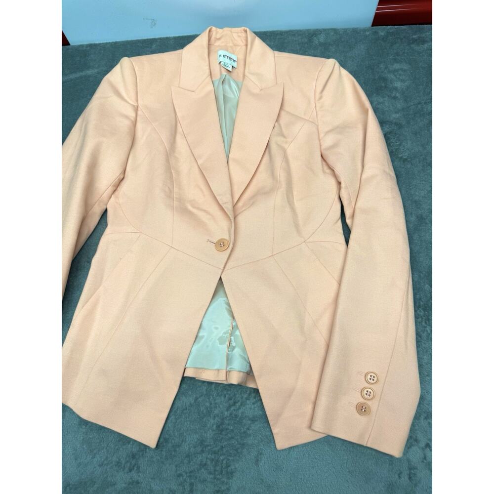 Reiss Santor Peach Wool Blend Seamed One Button Blazer US 2 - Picture 4 of 11